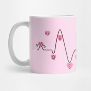 Hand Drawn Electrocardiogram With Pink Hearts Mug